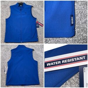 IZOD Mens Sz M Water Resistant Softshell Vest Cobalt Blue Full Zip Outerwear NEW